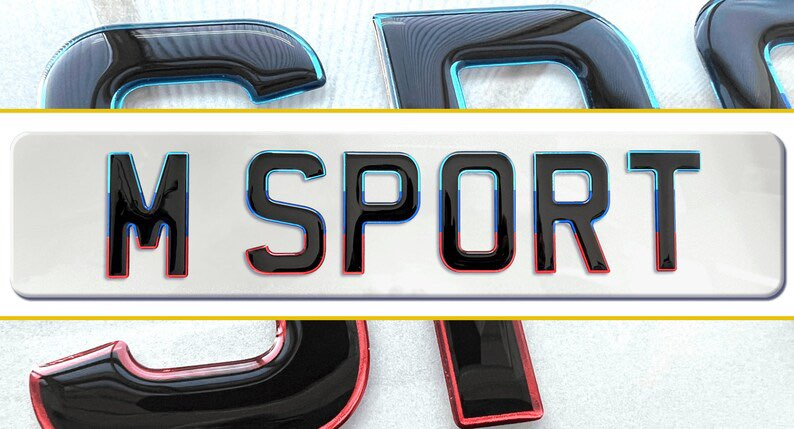 "3D Gel Number Plates - M Sport Outline | Premium Custom Car Plates"