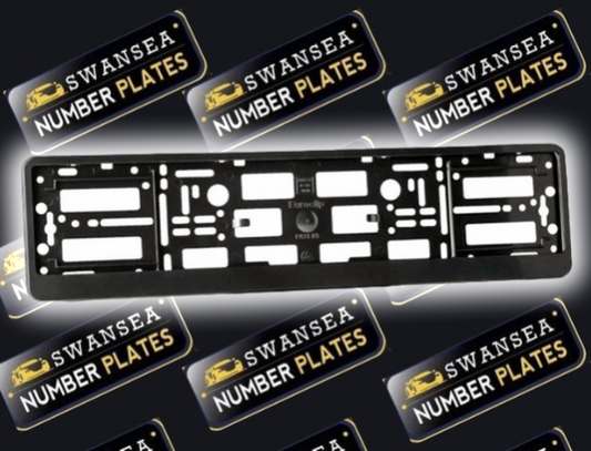 "2X Black ABS Number Plate Surrounds Holder Frame - Universal Fit for All Cars, durable and sleek design, suitable for standard license plates, offering protection and secure installation for any vehicle."