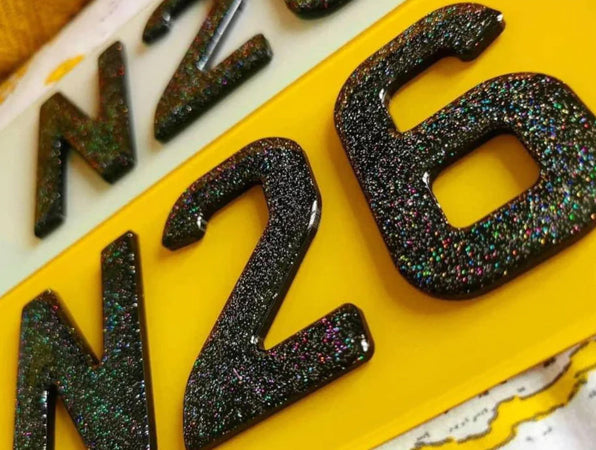 "Sparkling 3D Gel Glitter Plates - Customizable License Plates"